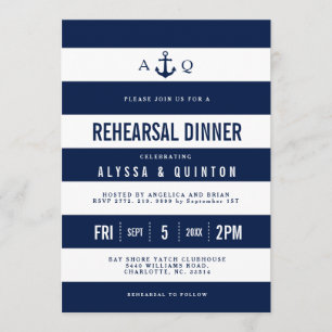 Convite para Janto de Ensaio de Tema Náutico Negr