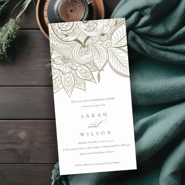 Convite para Janto de ensaio Dourado de Paisley Iv (Criador carregado)