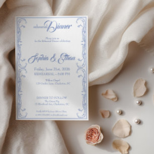 Convite para Janto de ensaio Elegante - Rosa azul
