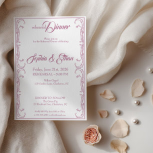 Convite para Janto de ensaio Elegante - Rosa Rosa