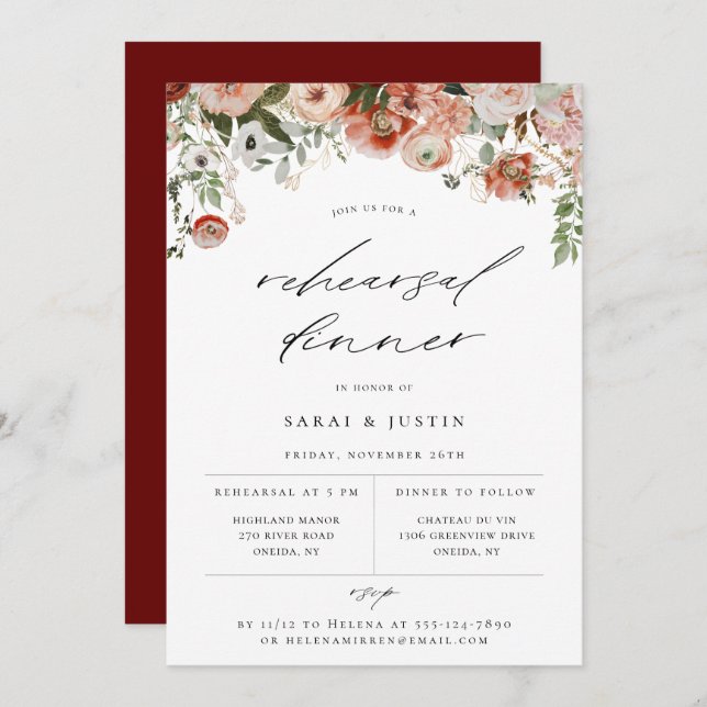 Convite para Janto de Ensaio Floral de Outono (Frente/Verso)