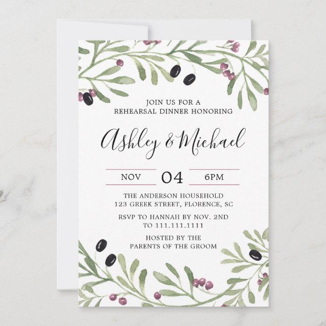 Convite para Janto de ensaio italiano na Toscana (Frente)