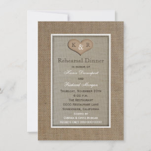 Convite para Janto de ensaio Rustic Burlap