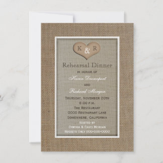 Convite para Janto de ensaio Rustic Burlap