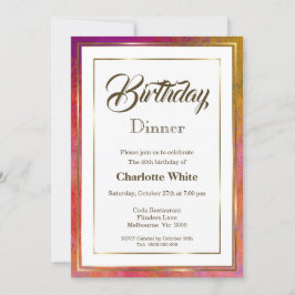 Convite para Janto Elegante Dourado Frame aniversá