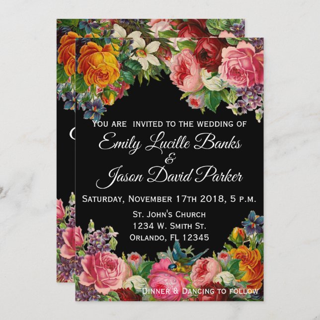 Convite para Jardim Vintage (totalmente personaliz (Frente/Verso)