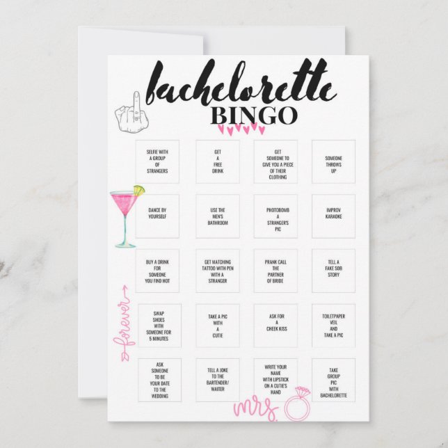 Convite para Jogo do Festa Bingo Hen Bachelorette (Frente)