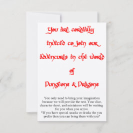 Convite para jogos Dungeons & Dragon 2