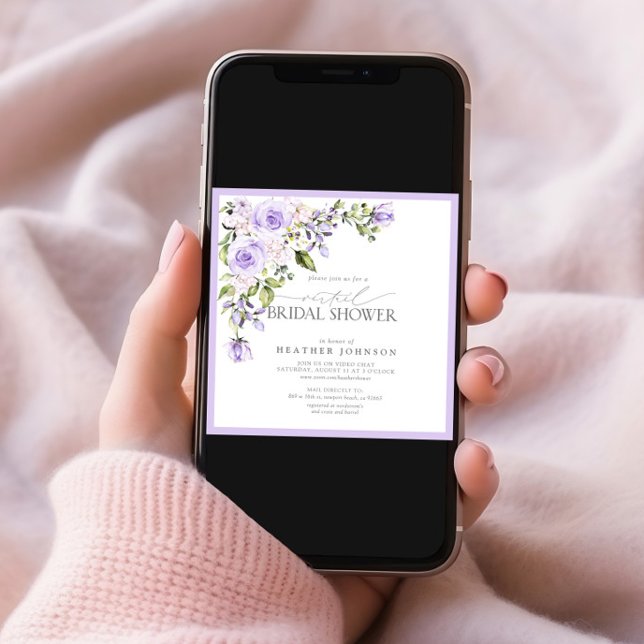 Convite para Lavanda Lilac Virtual de Chá de panel (Criador carregado)