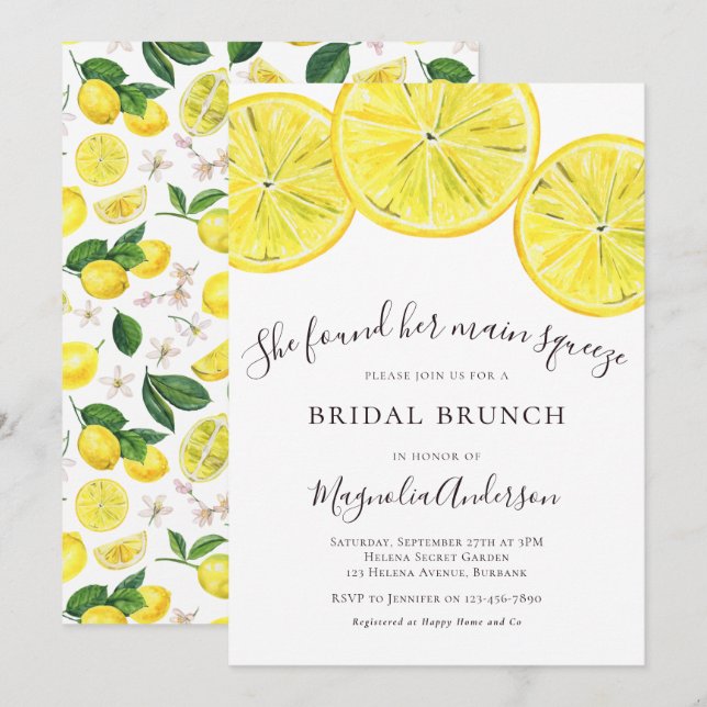 Convite para Lemons Bridal Brunch (Frente/Verso)