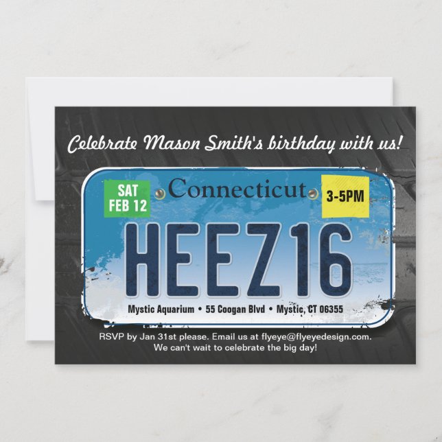 Convite para Licença de Connecticut de Aniversário (Frente)