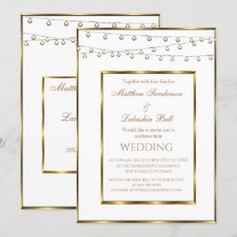 Convite para Luzes Douradas Brancas de Casamento