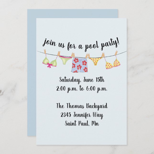 Convite para maiô (Frente/Verso)