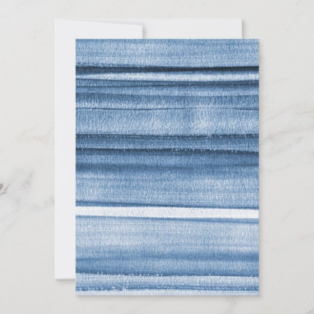 Convite para Marinho Blue Watercolor Ombre (Frente)