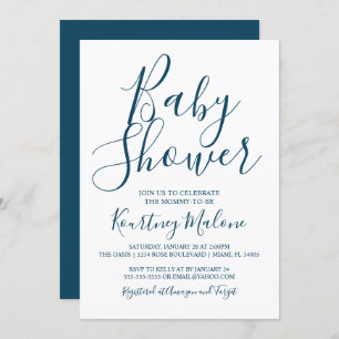 Convite para marinho e Chá de fraldas Branco