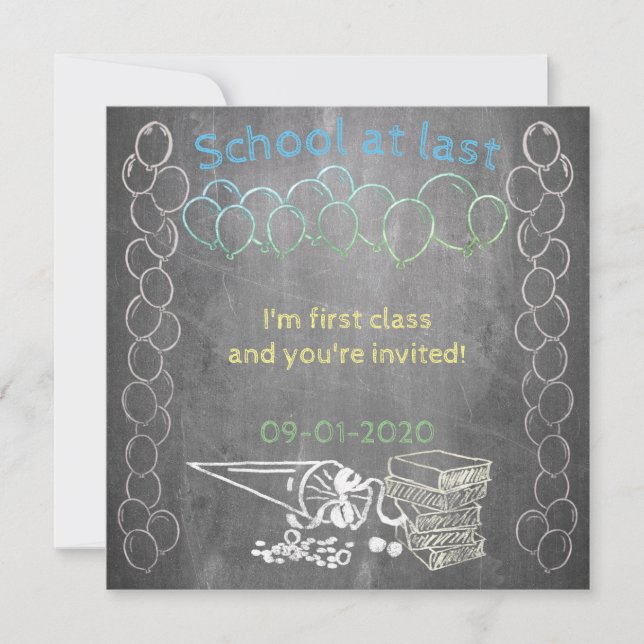 Convite para matrícula escolar no quadro negro (Frente)