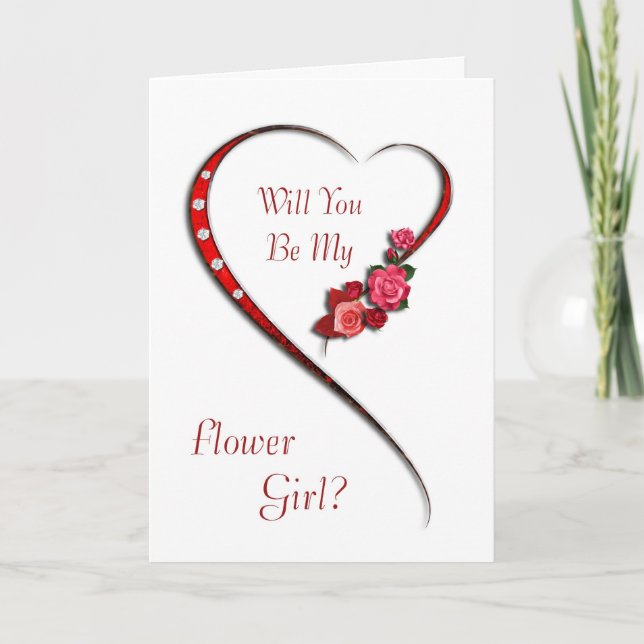 Convite para Menina das Flores com coração rodopia (Frente)