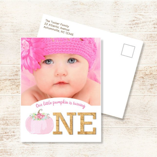 Convite para Menina de 1º Aniversário Little Pumpk (Criador carregado)