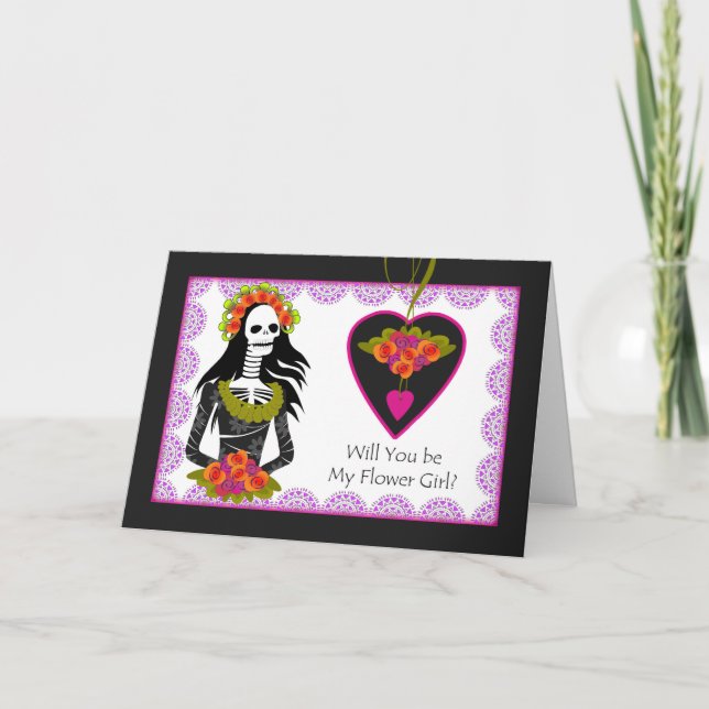 Convite para Menina de Flores, Dia de los Muertos  (Frente)