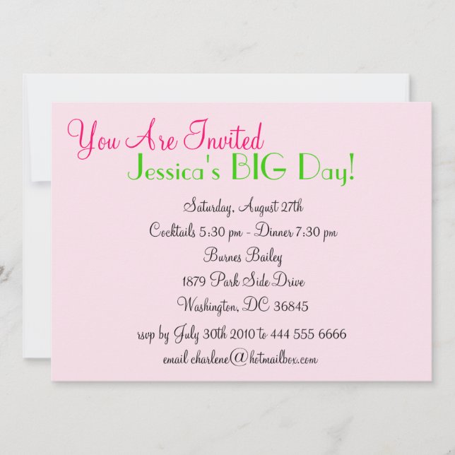 Convite para Meninas Bonito (Frente)