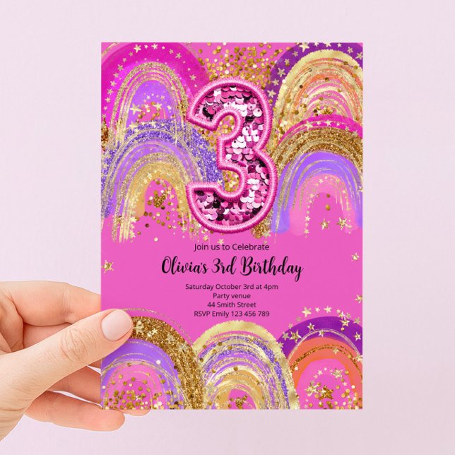 Convite para Meninas de 3 Anos de Idade (Criador carregado)