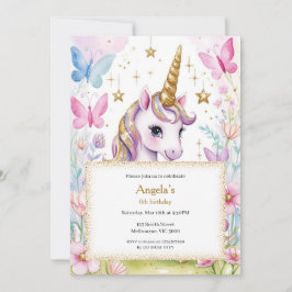 Convite para Meninas de Aniversário do Unicórnio M