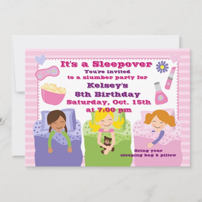 Convite para Meninas do Partido Deslizante Sleepov (Frente)