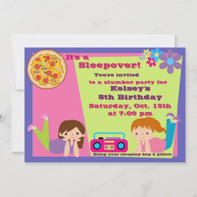 Convite para Meninas do Partido Deslizante Sleepov (Frente)