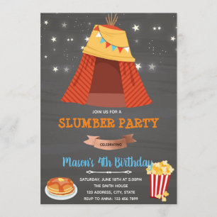 Convite para menino de dormir em teepee