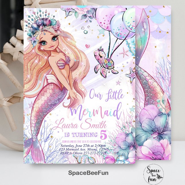 Convite para Mermaid Aniversário Convite para Merm (Mermaid Birthday,mermaid Invitation,Party Mermaid invite,Girl Pink mermaid,Magical Unicorn,template,)