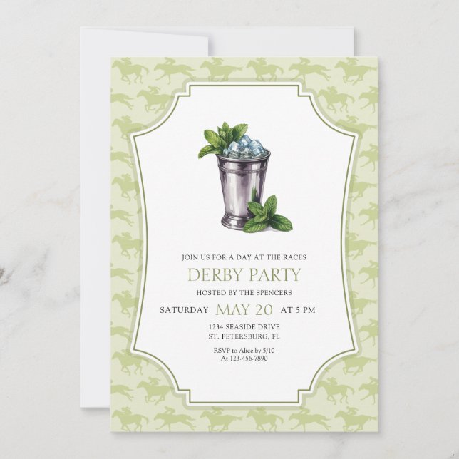 Convite para Mint Julep da Festa do Derby (Frente)