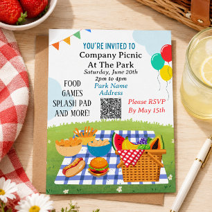 Convite para Modelo de código QR para Picnic Summe