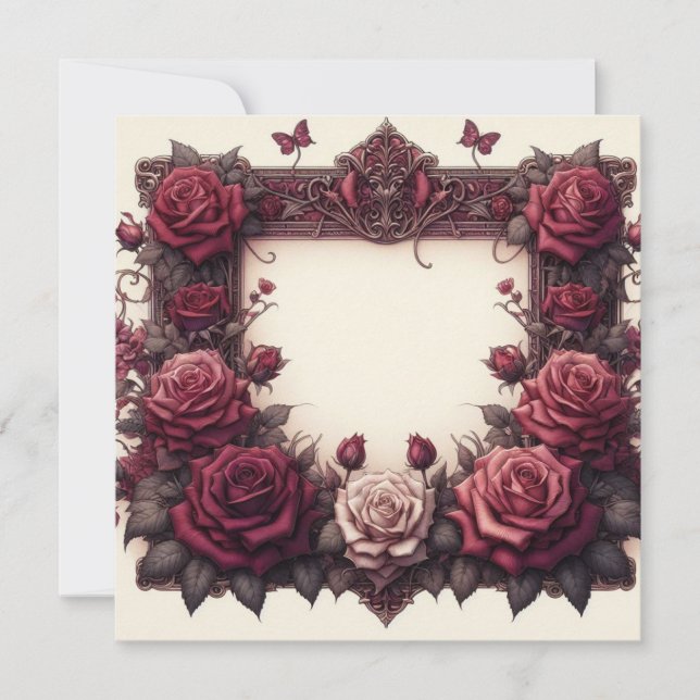 Convite para Modelo de Placa de Vazio Floral Verme (Frente)