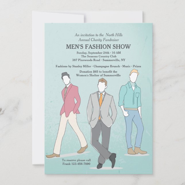 Convite para Modelos de Moda Masculina (Frente)