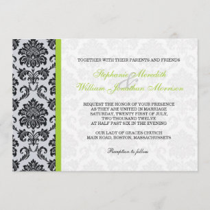 Convite para Monograma de Damask Verde