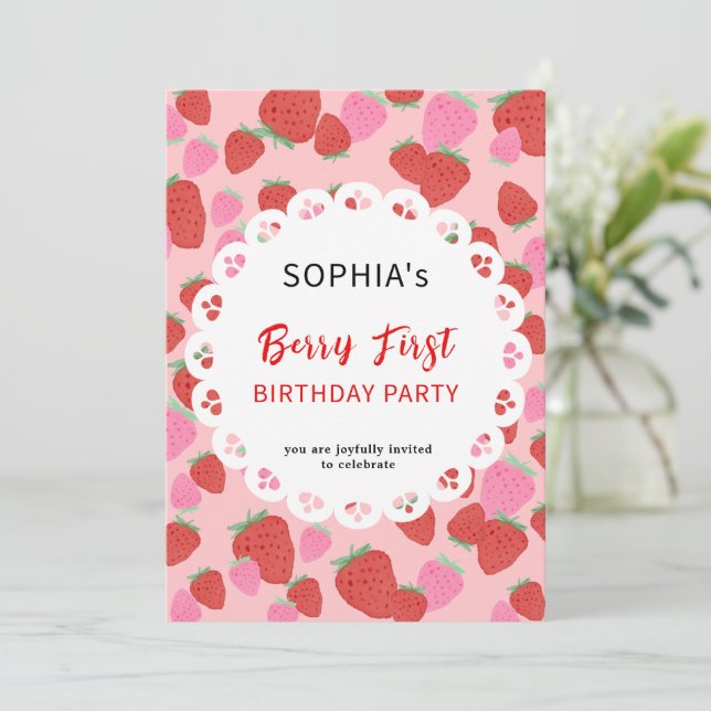 Convite para morango doce (Em pé/Frente)