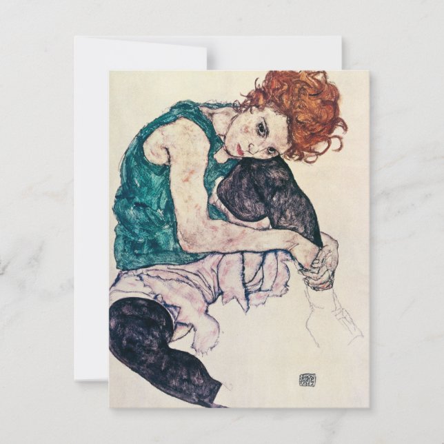 Convite para mulheres sentadas por Egon Schiele (Frente)