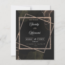 Convite para Na moda de Casamento Dourado e Preto 