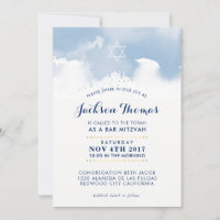 Convite para na moda MITZVAH bar pálida azul de co