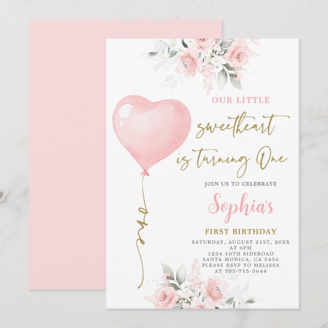 Convite para Namorados de primeiro aniversario (Frente/Verso)