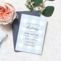 Convite para Natal Blue Gingham