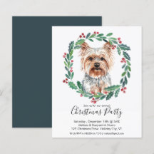 Convite para Natal de Terrier Dog de Yorkshire