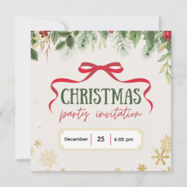 Convite para Natal Festivo Verde e bege