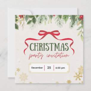Convite para Natal Festivo Verde e bege