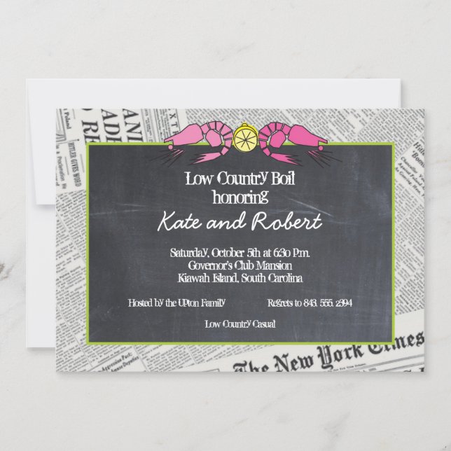 Convite para Newsprint de Boil em Lowcountry (Frente)