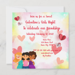 Convite para Noite das Garotas na Galentine