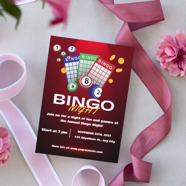Convite para Noite de Bingo Vermelho Escuro (Criador carregado)