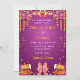 Convite para Noite de Dholki e Mehndi