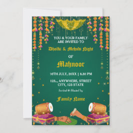 Convite para Noite de Dholki e Mehndi