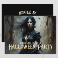 Convite para Noite de Halloween Gótico de Mistério